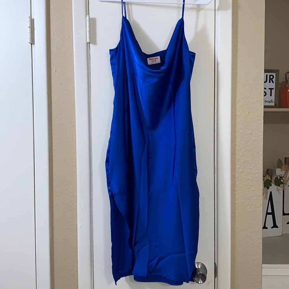 Royal blue satin dress